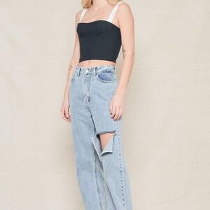 Rokh‎ Logo Strap Bustier Checked Crop Top Sz FR 38 US 4 6 NWT